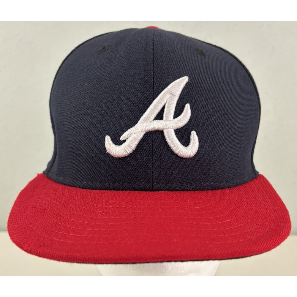 Atlanta Braves New Era 59FIFTY Fitted Hat Size 7 Navy Red MLB Baseball Cap